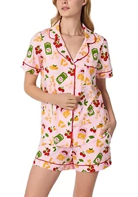 Shirt and Shorts Print Pajama Set