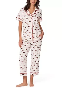 Cotton Knit Short Sleeve Cropped Pajama Set