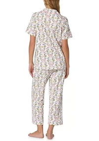 Women's Short Sleeve Cropped Pants Pajama Set