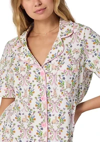 Women's Short Sleeve Cropped Pants Pajama Set