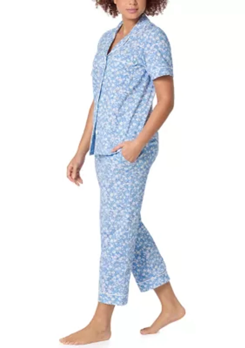 Floral Print Cropped Pajama Set