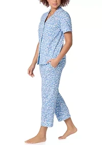 Floral Print Cropped Pajama Set