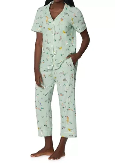 Women's Short Sleeve Cropped Pajama Set