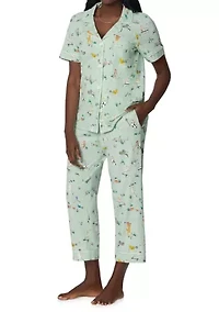 Women's Short Sleeve Cropped Pajama Set