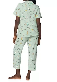 Women's Short Sleeve Cropped Pajama Set