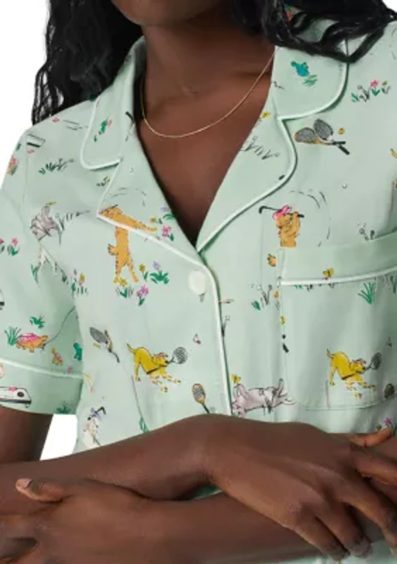 Women's Short Sleeve Cropped Pajama Set