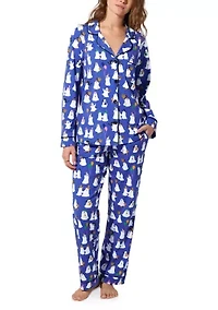 Cotton Knit Long Sleeve Pants Pajama Set
