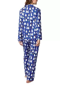 Cotton Knit Long Sleeve Pants Pajama Set