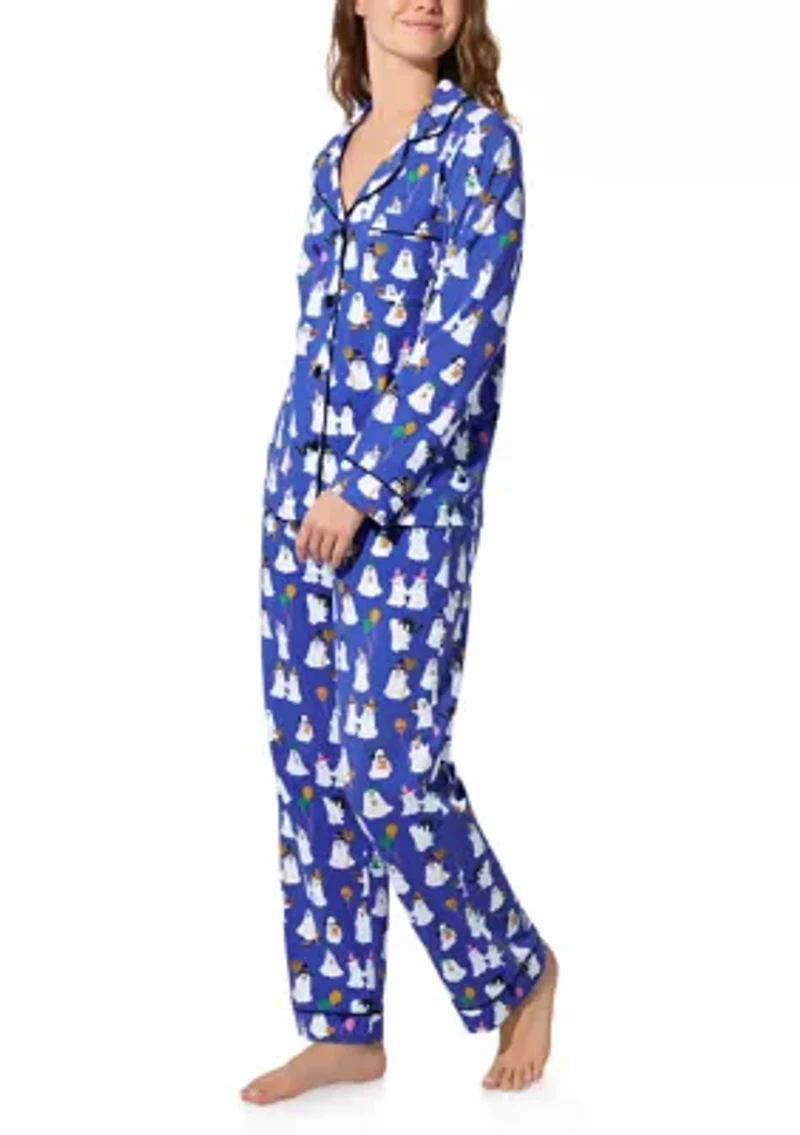Cotton Knit Long Sleeve Pants Pajama Set