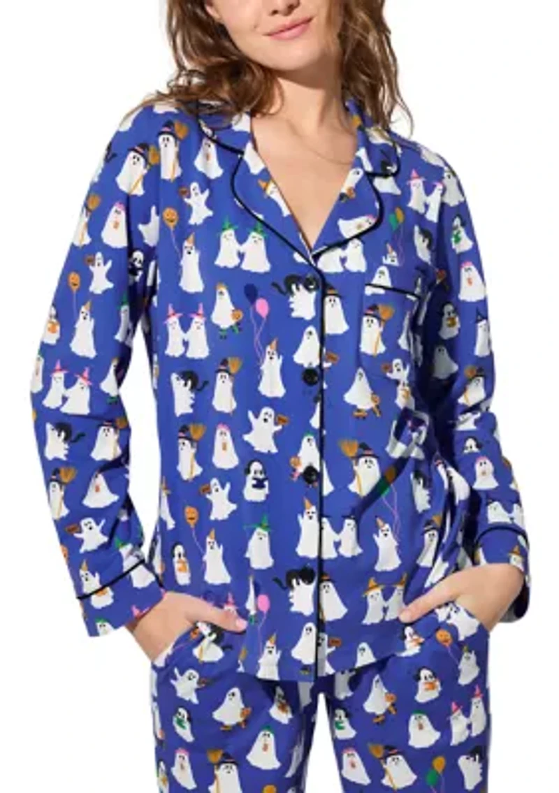 Cotton Knit Long Sleeve Pants Pajama Set
