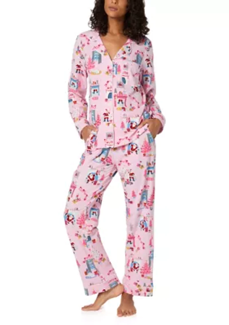 Cotton Knit Long Sleeve Pant Pajama Set