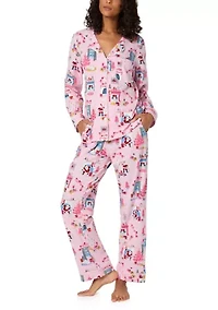 Cotton Knit Long Sleeve Pant Pajama Set