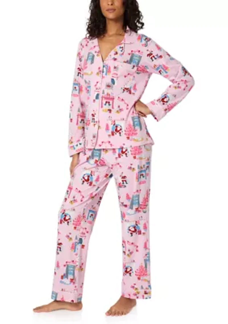 Cotton Knit Long Sleeve Pant Pajama Set