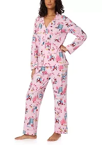 Cotton Knit Long Sleeve Pant Pajama Set
