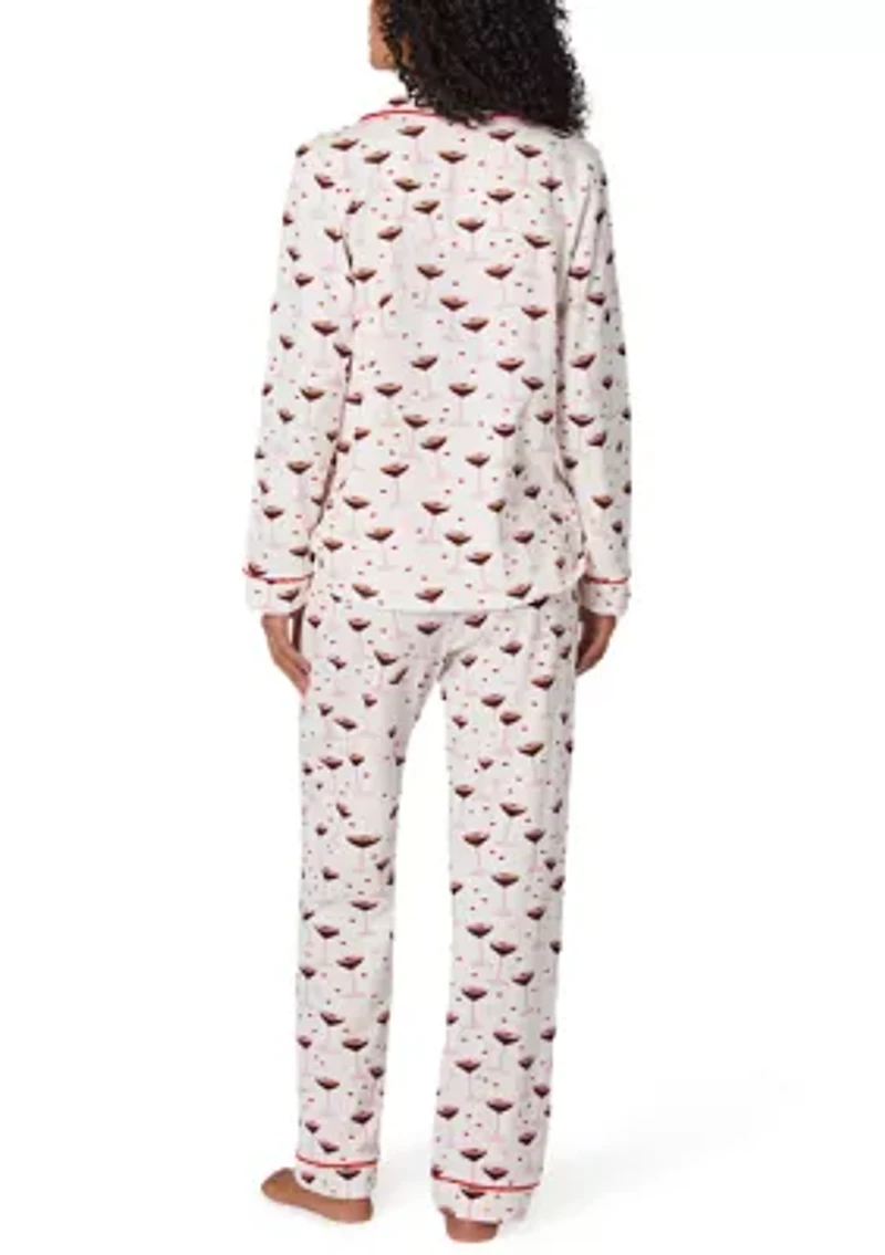 Cotton Knit Long Sleeve Pant Pajama Set