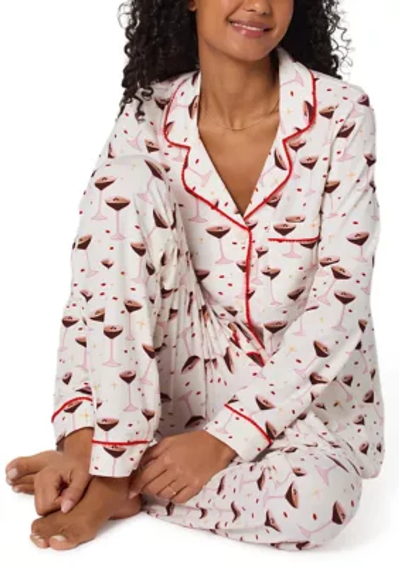 Cotton Knit Long Sleeve Pant Pajama Set