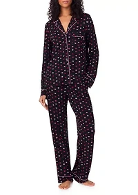 Women's Notched Collar Long Sleeve Pajama Set
