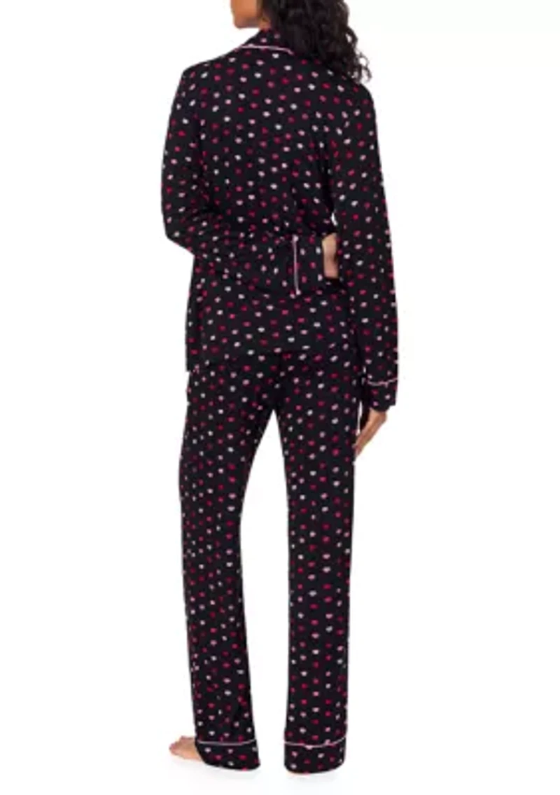 Women's Notched Collar Long Sleeve Pajama Set