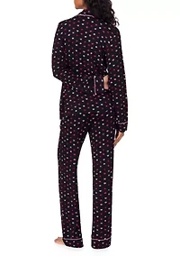 Women's Notched Collar Long Sleeve Pajama Set