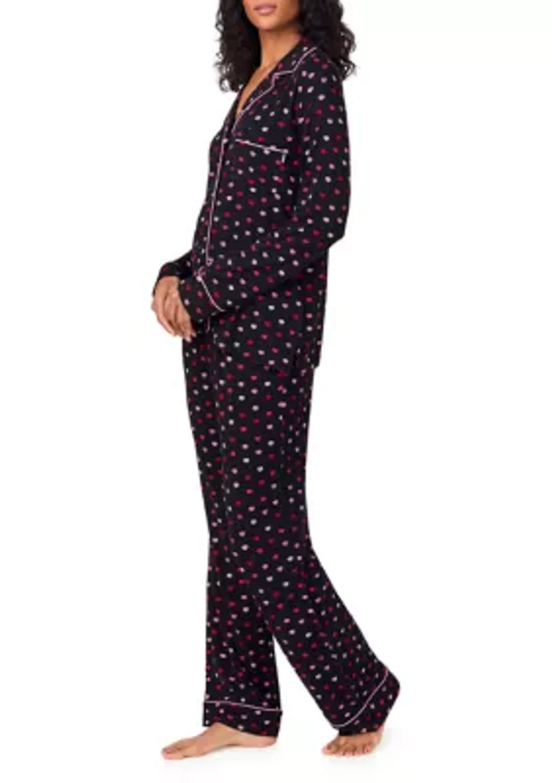 Women's Notched Collar Long Sleeve Pajama Set
