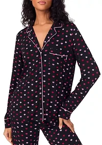 Women's Notched Collar Long Sleeve Pajama Set