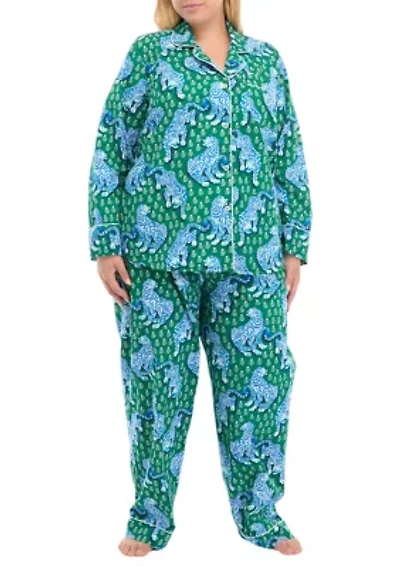 Plus Long Sleeve Pajama Set - Tiger Queen