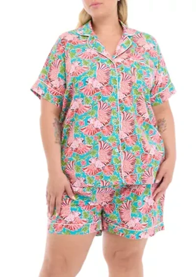 Plus Short Sleeve Set - Playful Parrots
