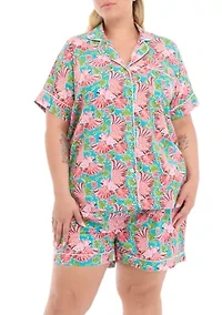 Plus Short Sleeve Set - Playful Parrots