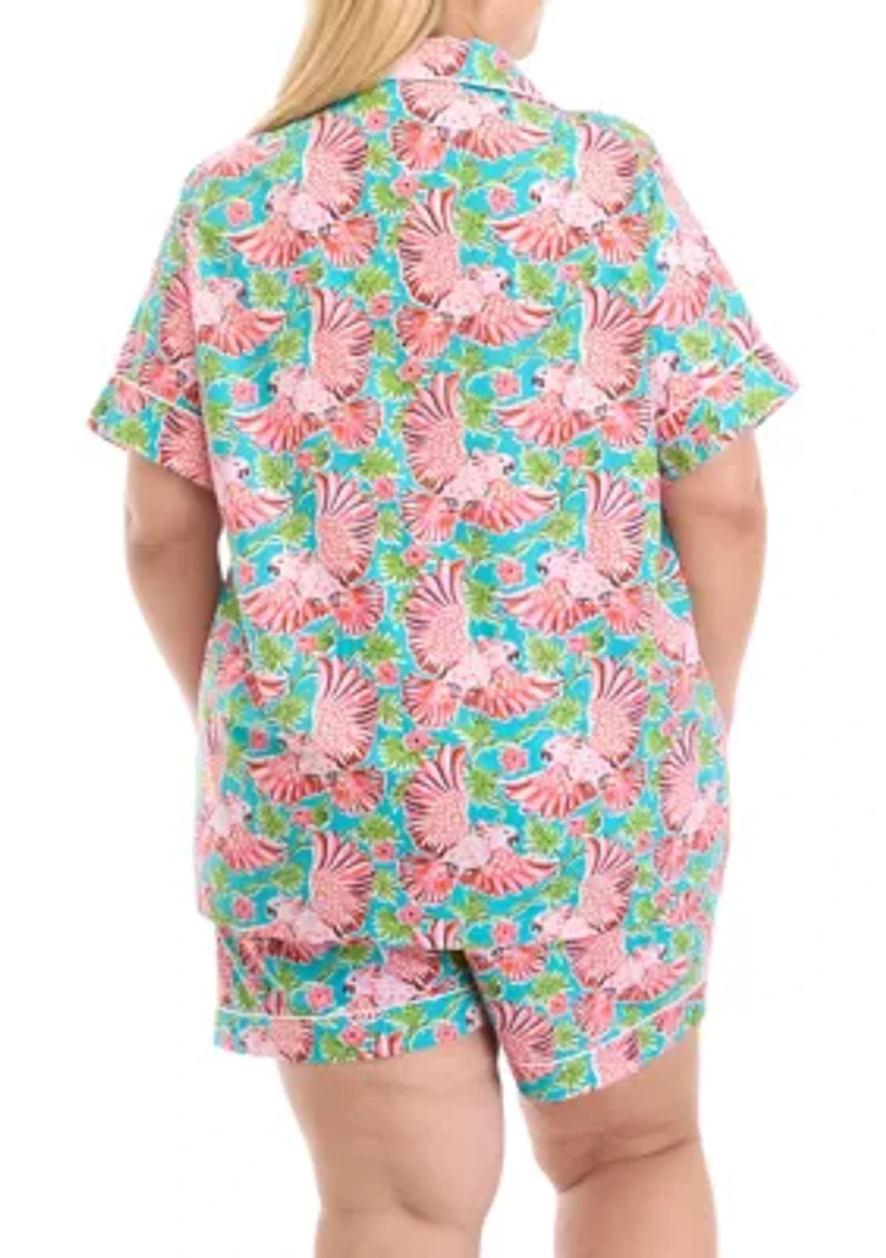 Plus Short Sleeve Set - Playful Parrots