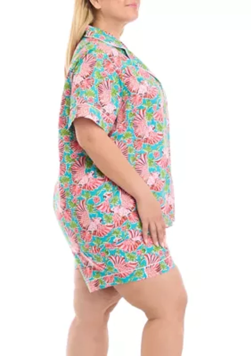 Plus Short Sleeve Set - Playful Parrots