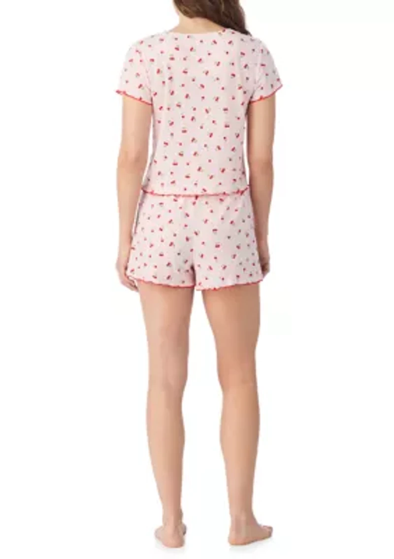 Women's Floral Shirt and Boxer Pajama Set