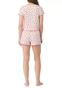 Women's Floral Shirt and Boxer Pajama Set