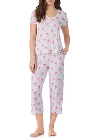 Women's Short Sleeve Top and Cropped Pants Pajama Set