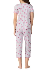 Women's Short Sleeve Top and Cropped Pants Pajama Set