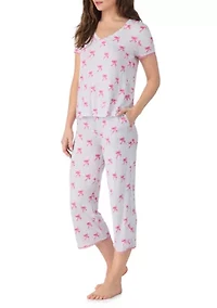 Women's Short Sleeve Top and Cropped Pants Pajama Set