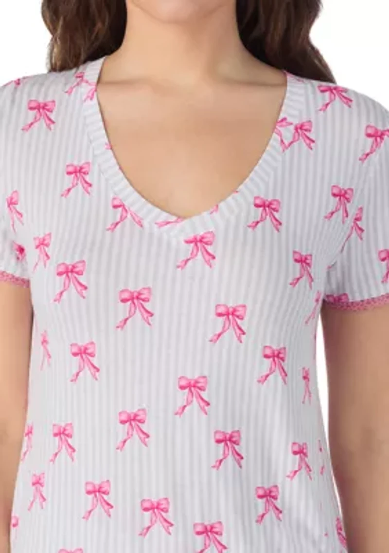 Women's Short Sleeve Top and Cropped Pants Pajama Set