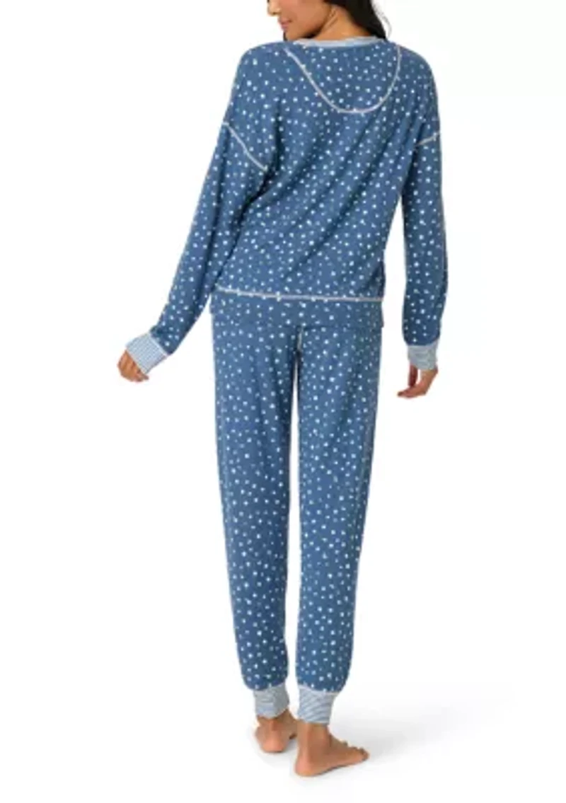 Women's Long Sleeve Ditsy Henley Pajama Set
