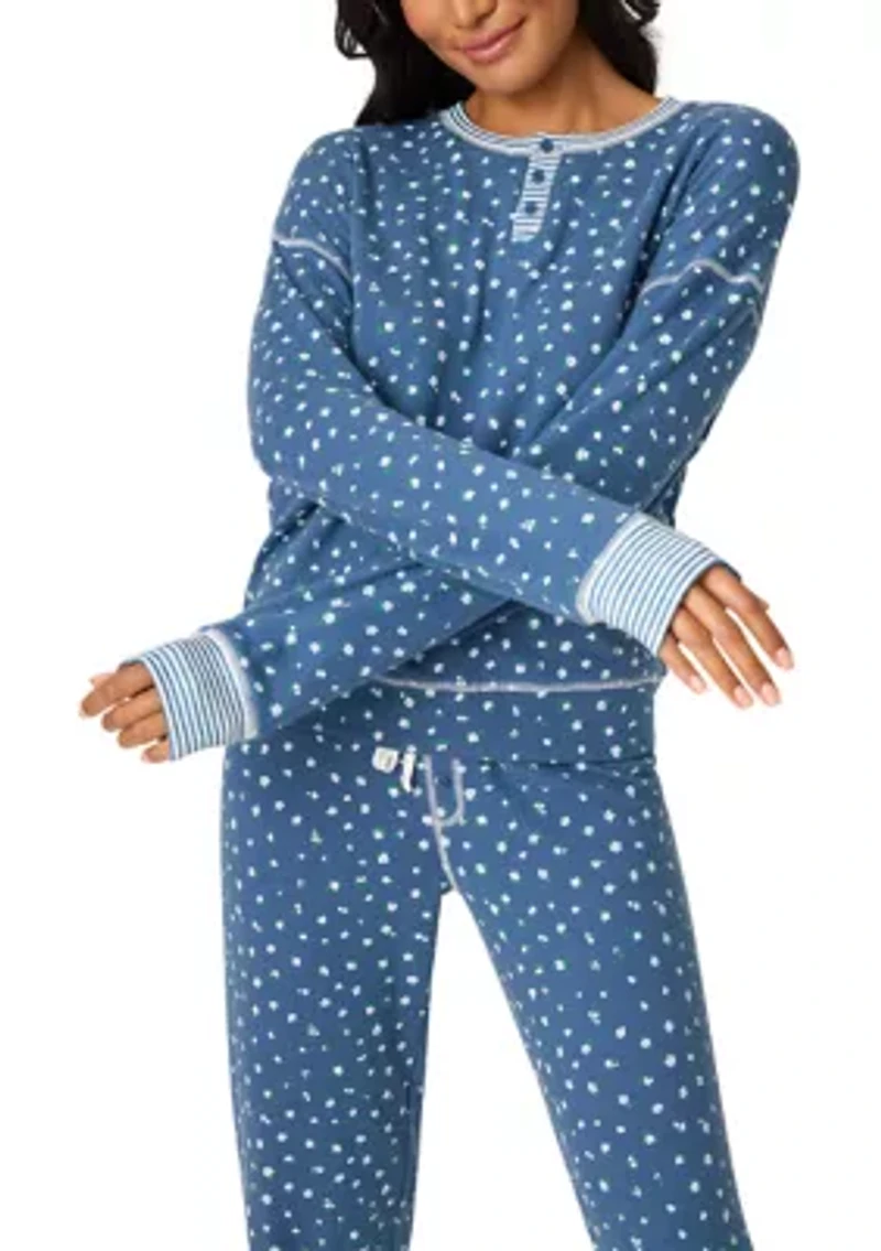 Women's Long Sleeve Ditsy Henley Pajama Set