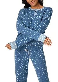 Women's Long Sleeve Ditsy Henley Pajama Set