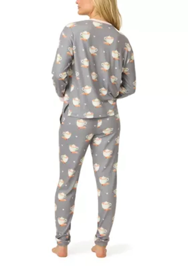 Women's Long Sleeve Henley Pajama Set