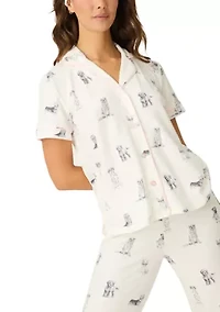 Women's Short Sleeve and Pants Pajama Set