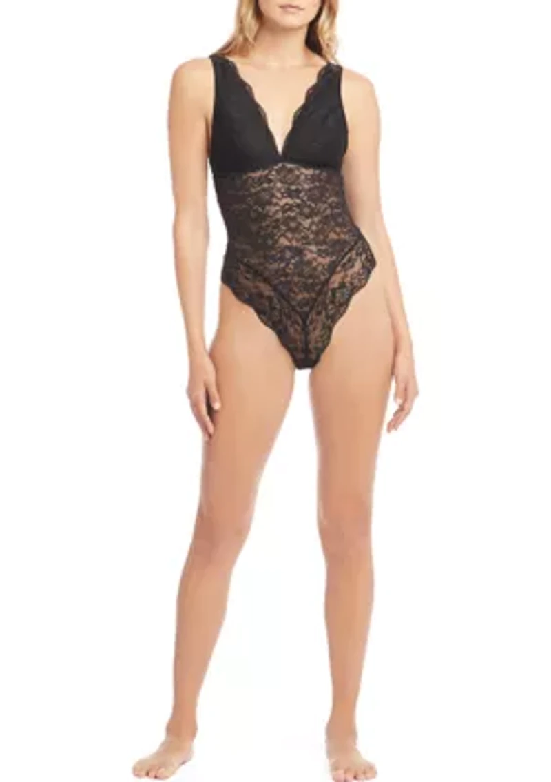 Lace Sequin Plunge Bodysuit