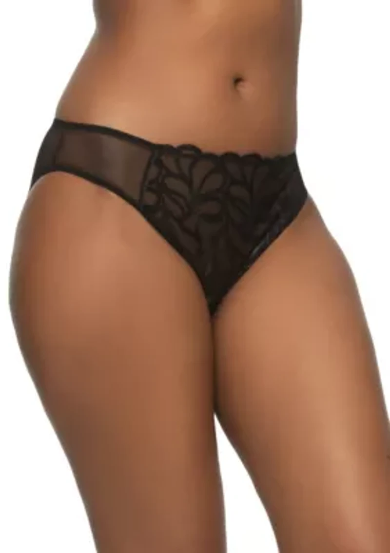 Lotus Hi Cut Embroidered Mesh Brief