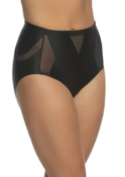 Uplifted Satin and Mesh Body Mapped At-Waist Shaper Brief