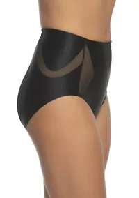 Uplifted Satin and Mesh Body Mapped At-Waist Shaper Brief