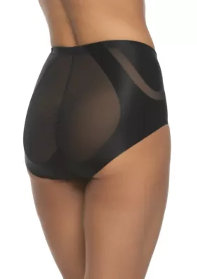 Uplifted Satin and Mesh Body Mapped At-Waist Shaper Brief