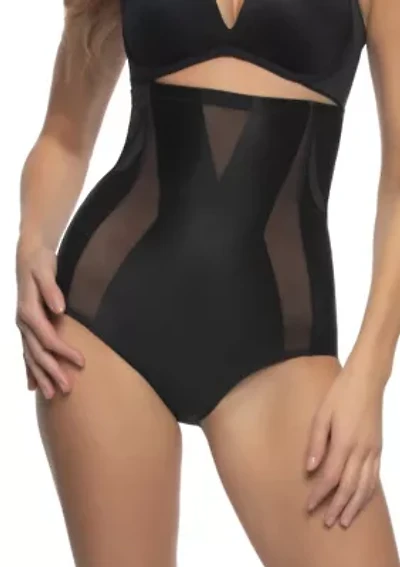 Uplifted Satin & Mesh Body Mapped High-Waist Shaper Brief