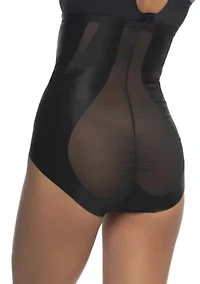 Uplifted Satin & Mesh Body Mapped High-Waist Shaper Brief