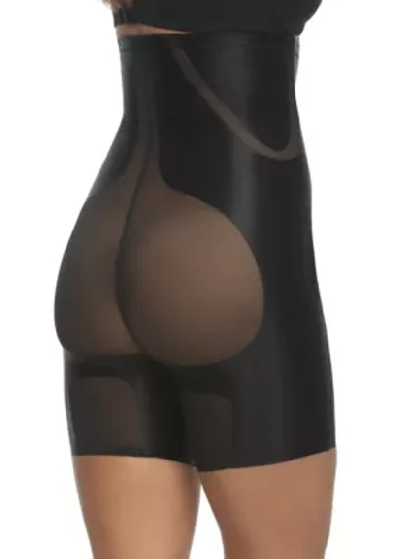 Uplifted Satin and Mesh Body Mapped Hi-Waist Shaper Short