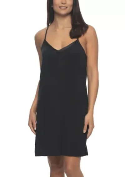 Elysees Satin and Knit Chemise Slip Dress